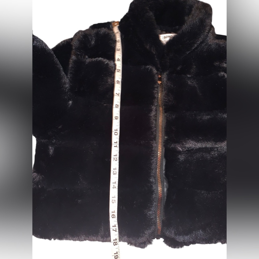 Black faux fur crop Jacket sz Medium, NEW - Picture 11 of 15